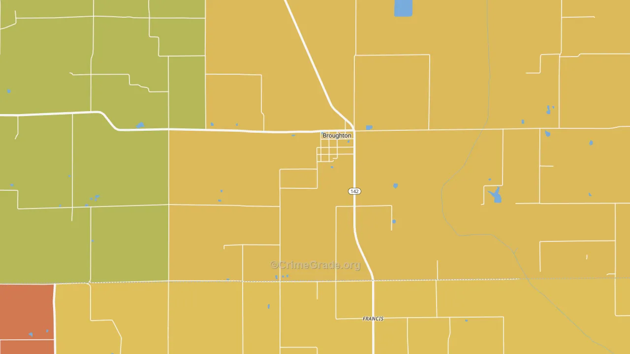 Broughton, IL Map of Robbery Rates
