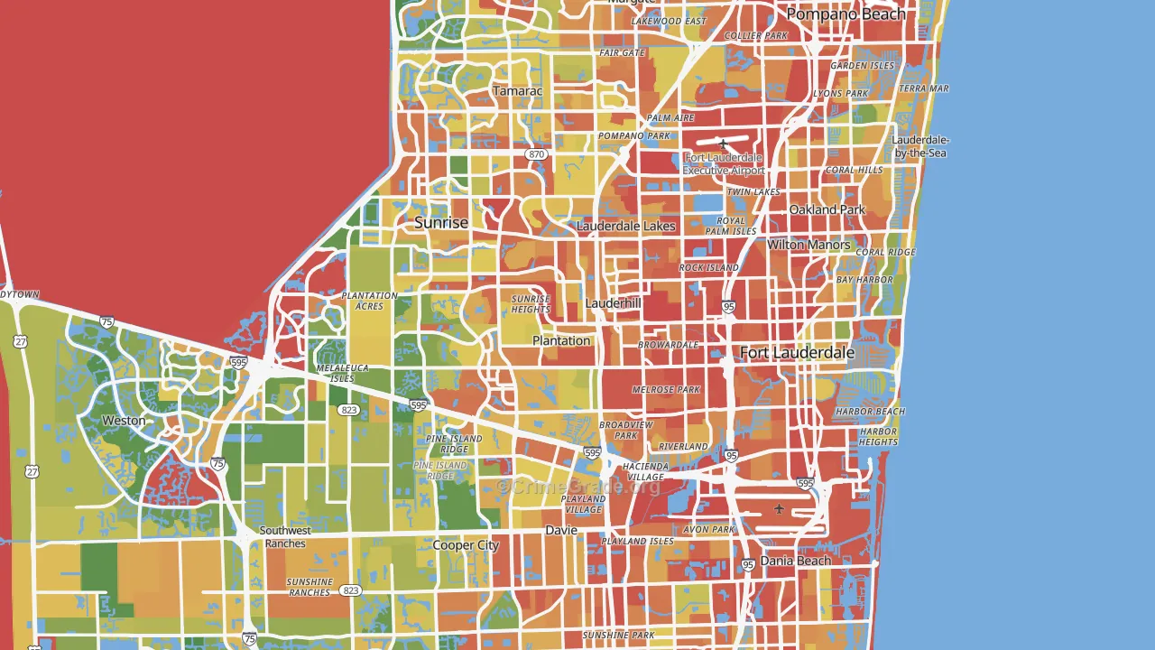 Broward County, FL Map of Robbery Rates