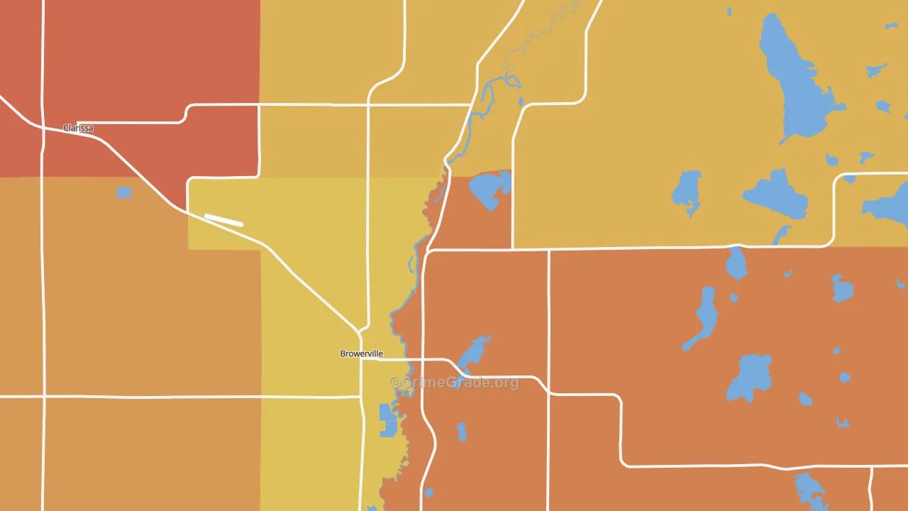 Browerville, MN Map of Robbery Rates