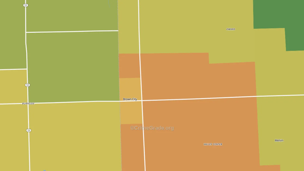 Brown City, MI Map of Robbery Rates