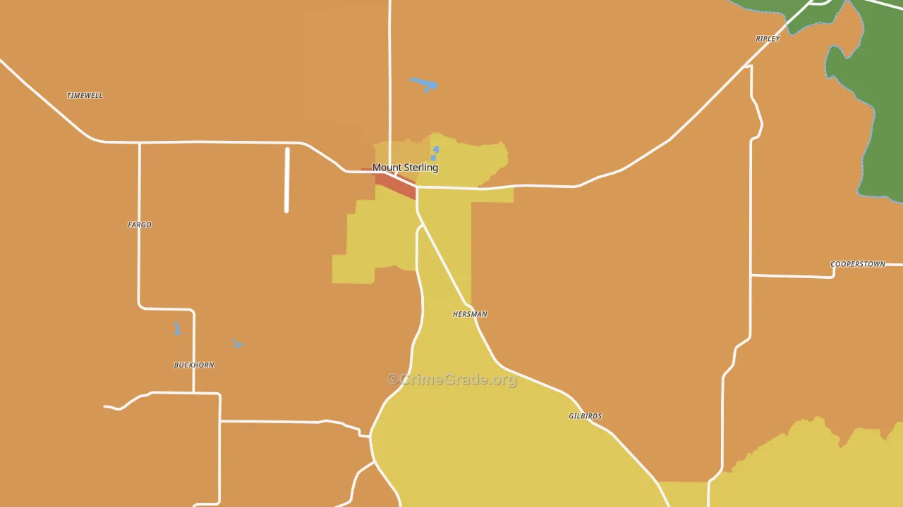 Brown County, IL Map of Robbery Rates
