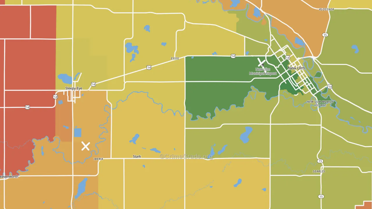 Brown County, MN Map of Robbery Rates
