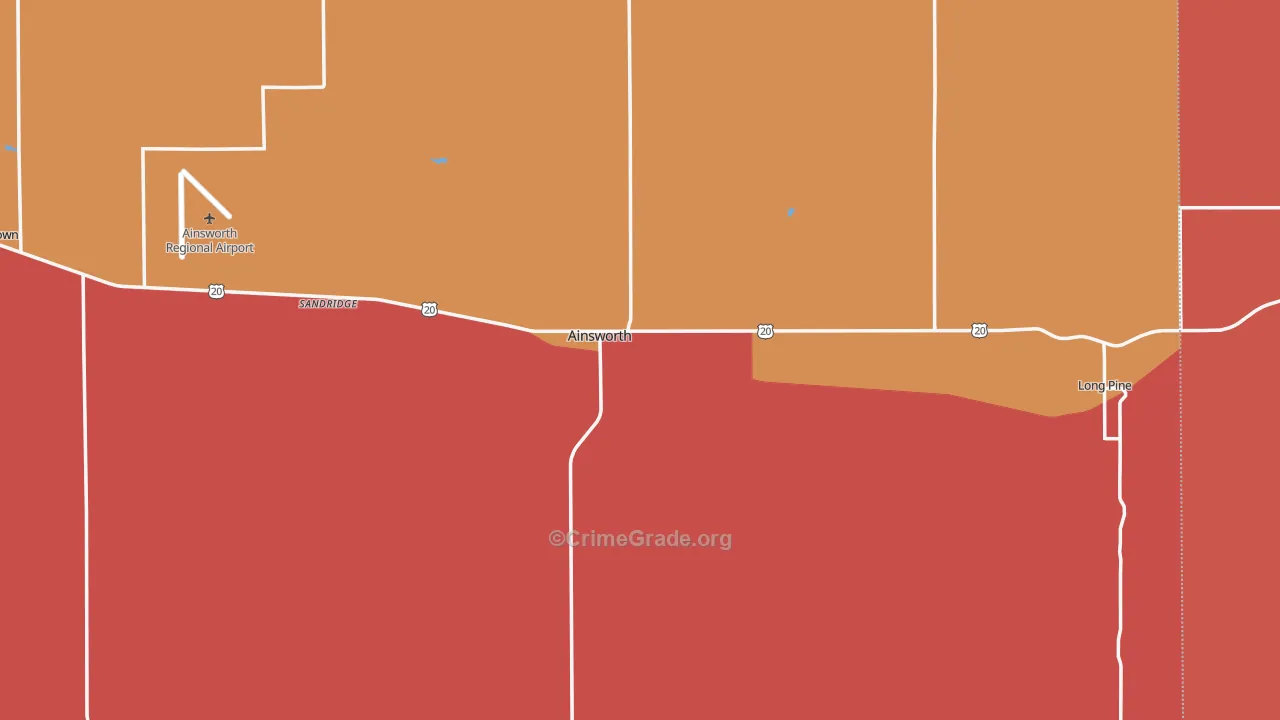 Brown County, NE Map of Robbery Rates