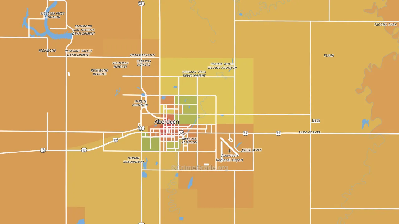 Brown County, SD Map of Robbery Rates