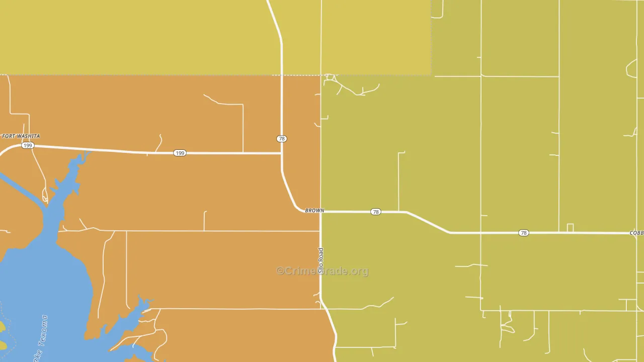 Brown, OK Map of Robbery Rates