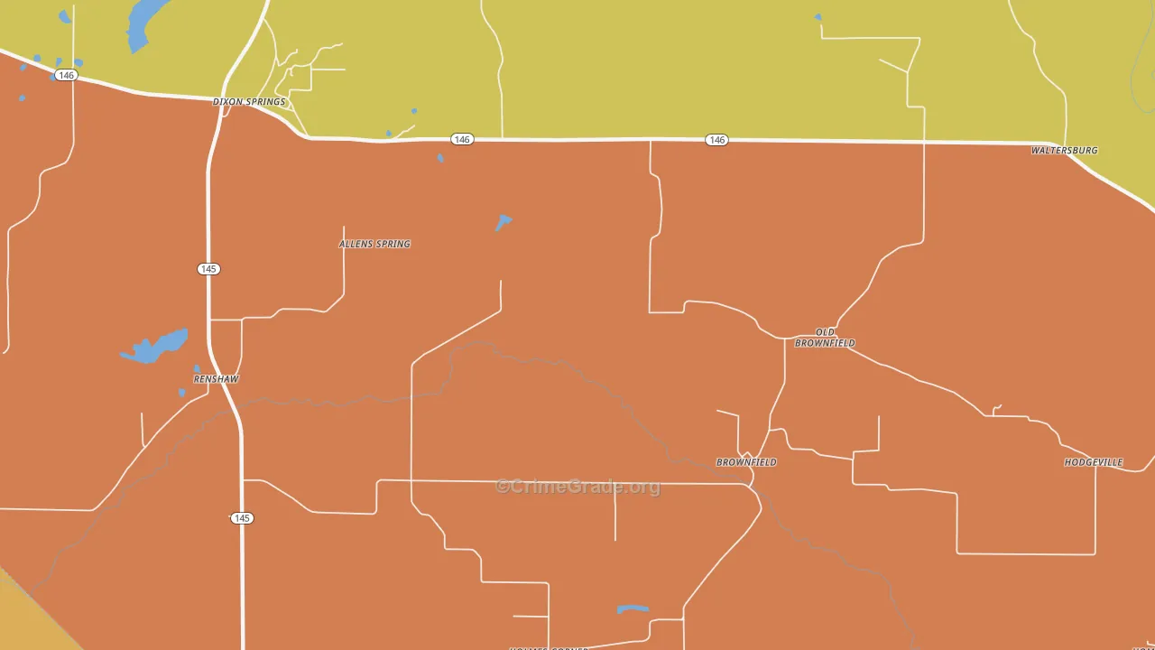Brownfield, IL Map of Robbery Rates