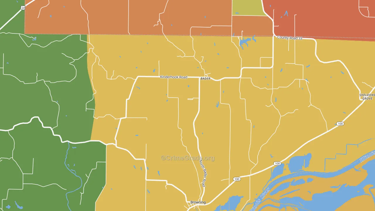 Browning, IL Map of Robbery Rates