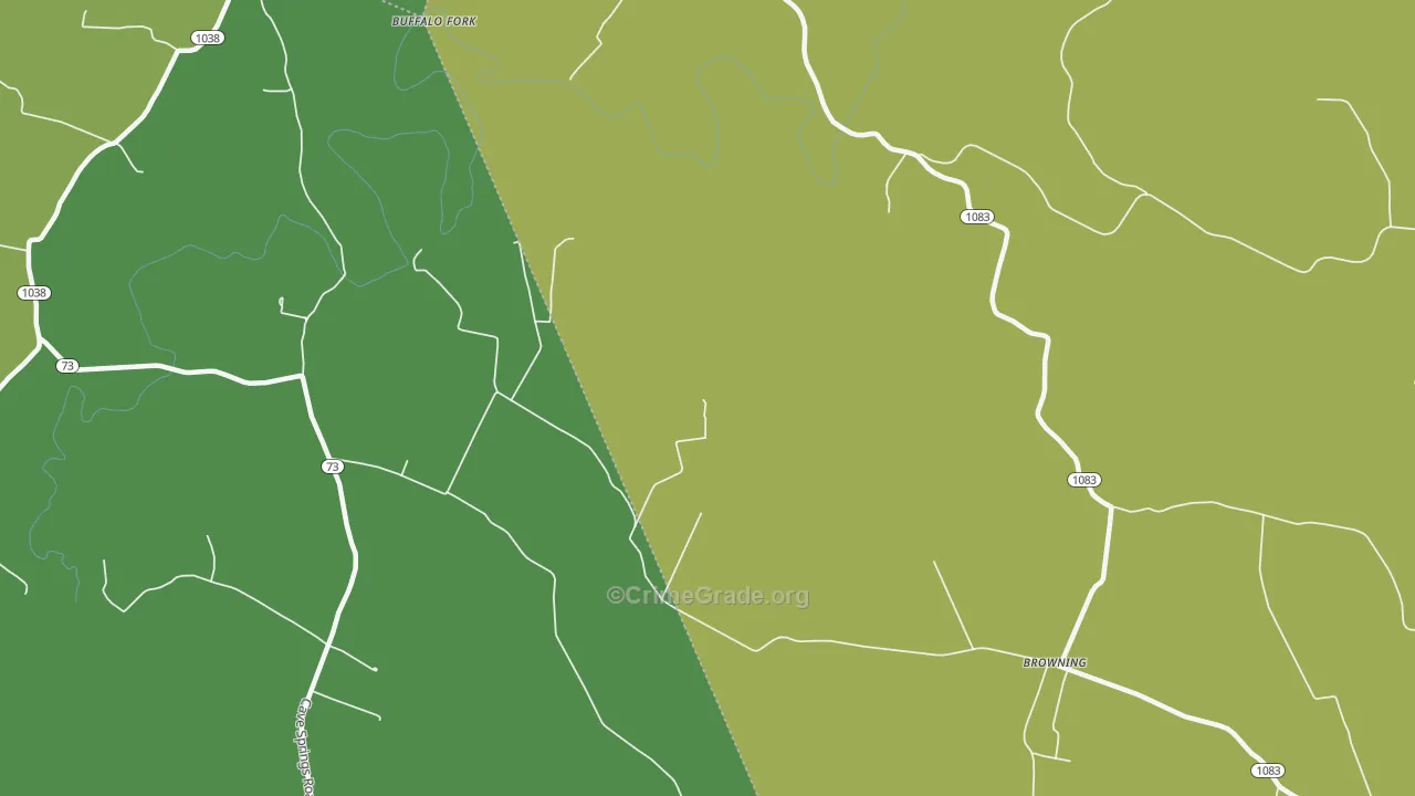 Browning, KY Map of Robbery Rates
