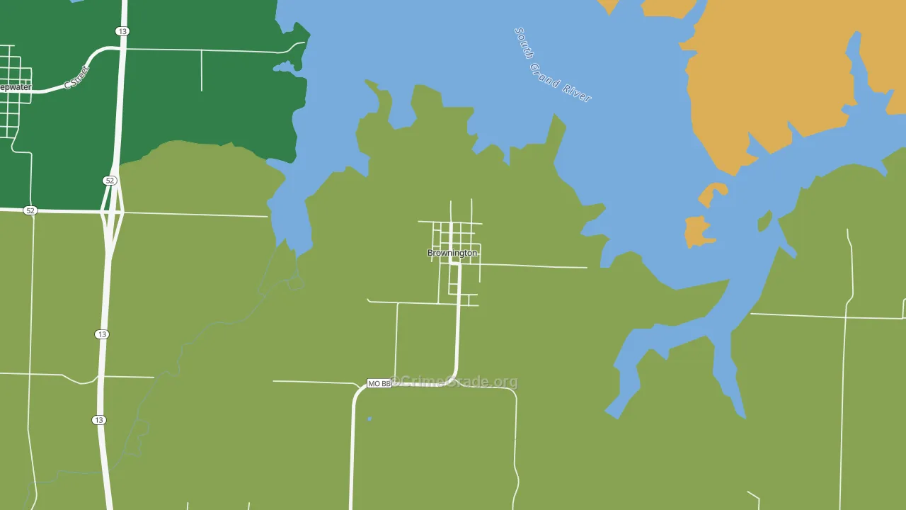 Brownington, MO Map of Robbery Rates