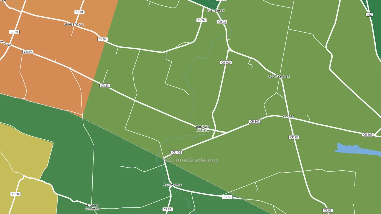 Browns Hollow, NY Map of Robbery Rates