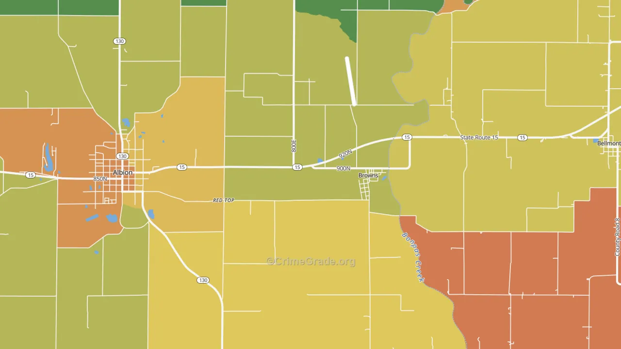 Browns, IL Map of Robbery Rates