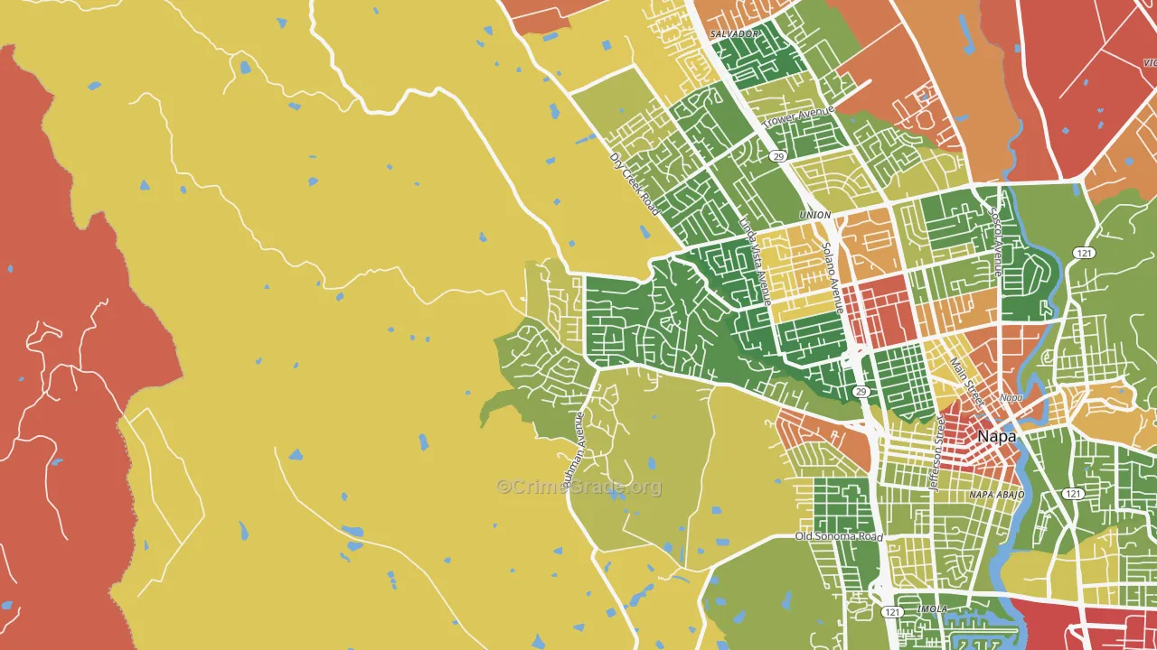 Browns Valley, Napa, CA Map of Robbery Rates