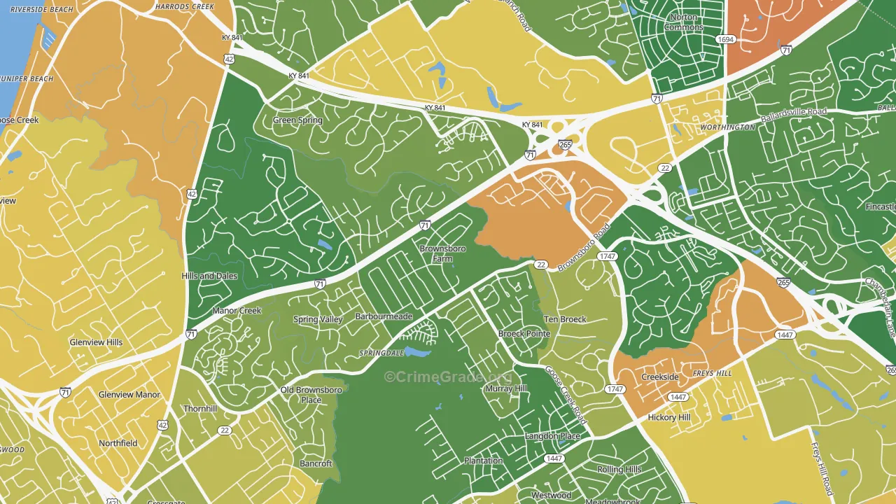 Brownsboro Farm, KY Map of Robbery Rates