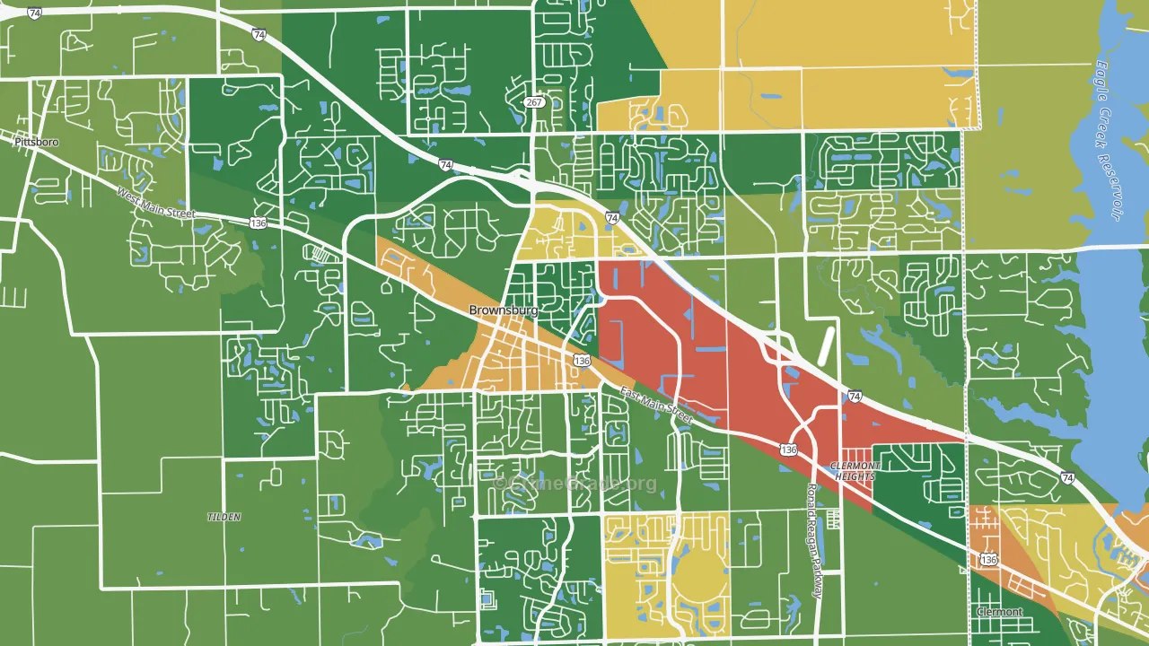 Brownsburg, IN Map of Robbery Rates