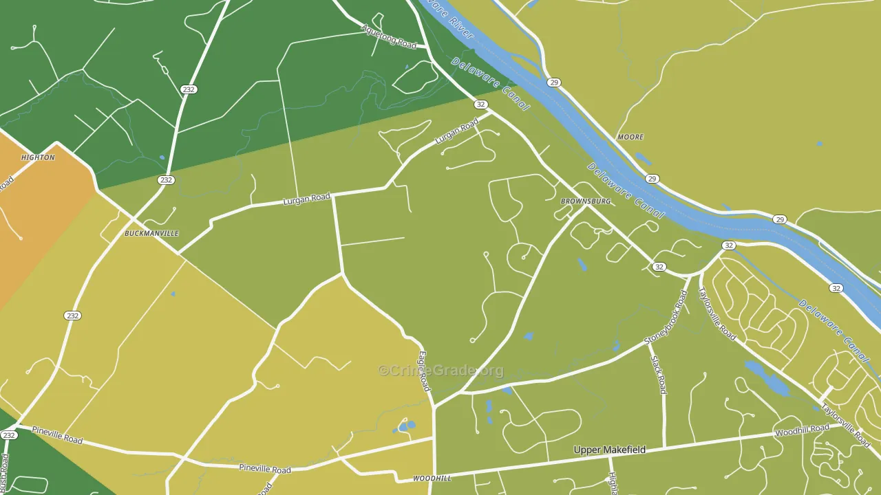 Brownsburg, PA Map of Robbery Rates