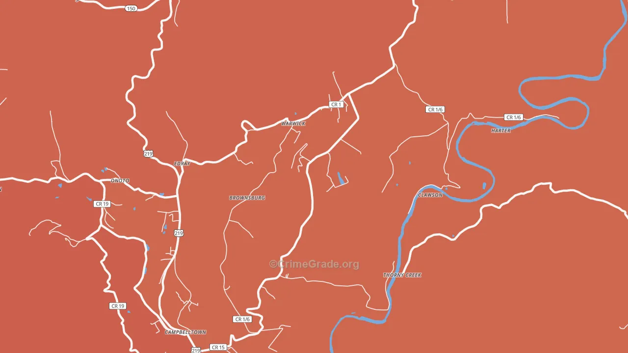 Brownsburg, WV Map of Robbery Rates