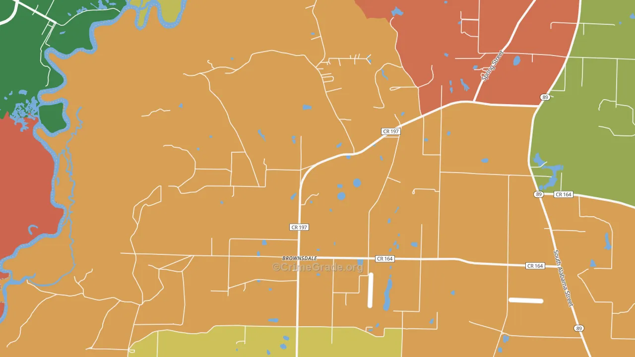 Brownsdale, FL Map of Robbery Rates