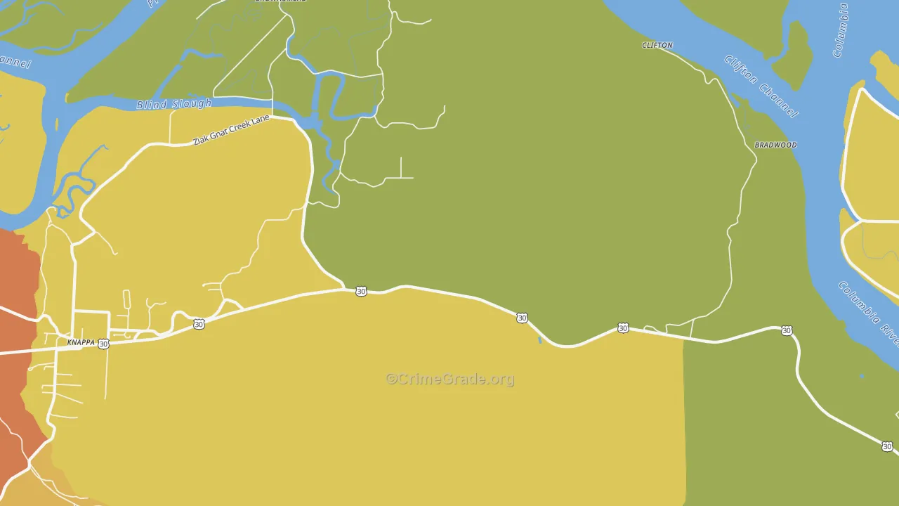 Brownsmead, OR Map of Robbery Rates