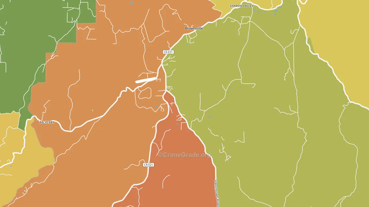 Brownsville, CA Map of Robbery Rates