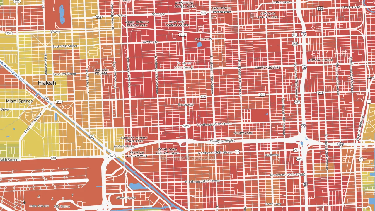 Brownsville, FL Map of Robbery Rates