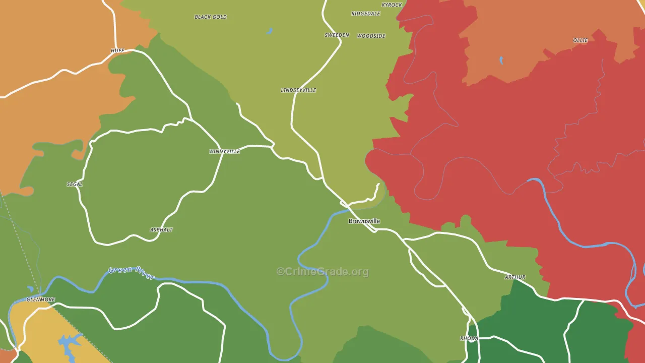 Brownsville, KY Map of Robbery Rates