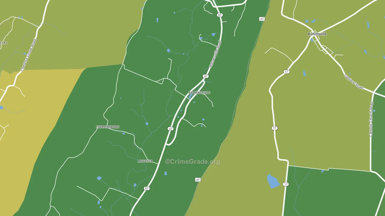 Brownsville, MD Map of Robbery Rates