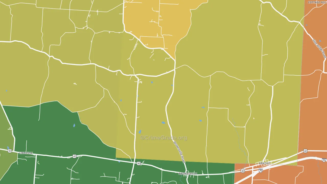 Brownsville, OH Map of Robbery Rates