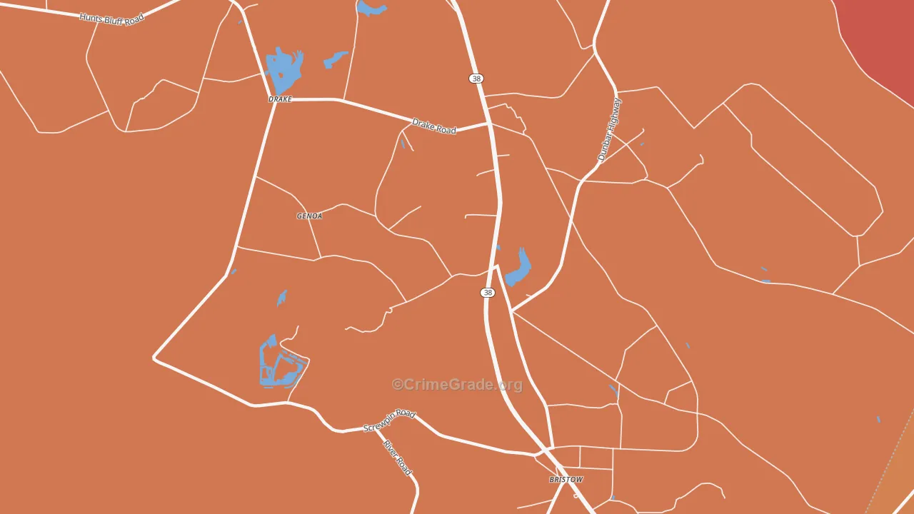 Brownsville, SC Map of Robbery Rates