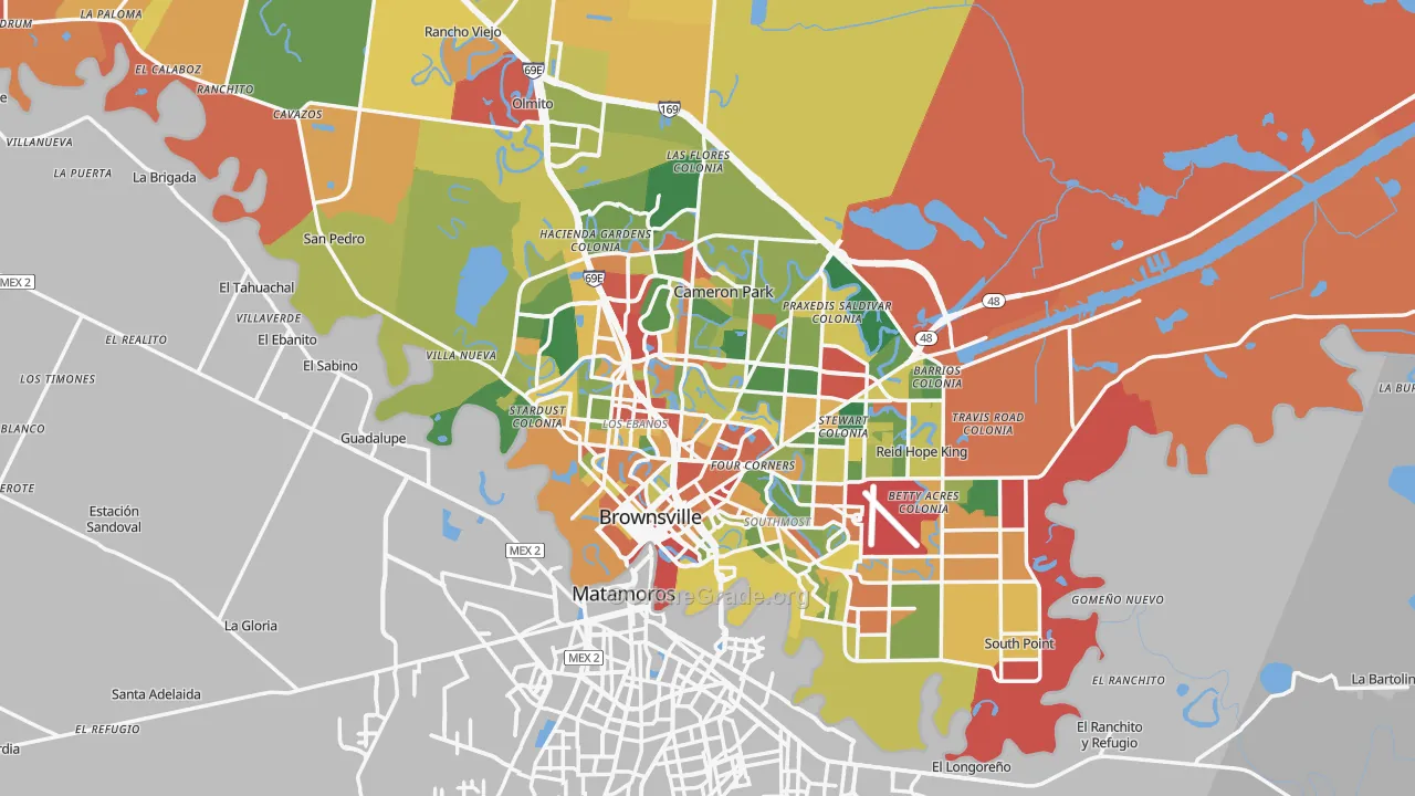 Brownsville, TX Map of Robbery Rates