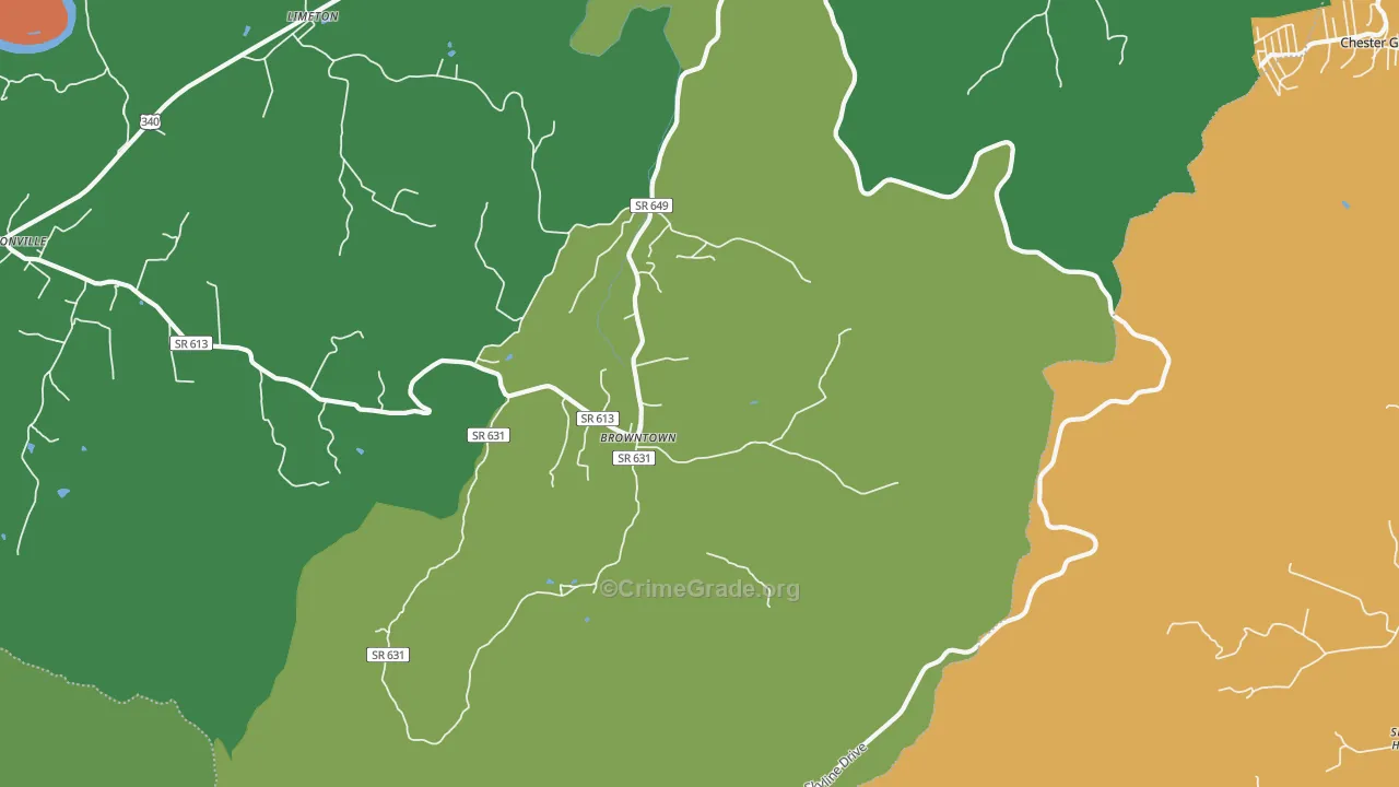 Browntown, VA Map of Robbery Rates