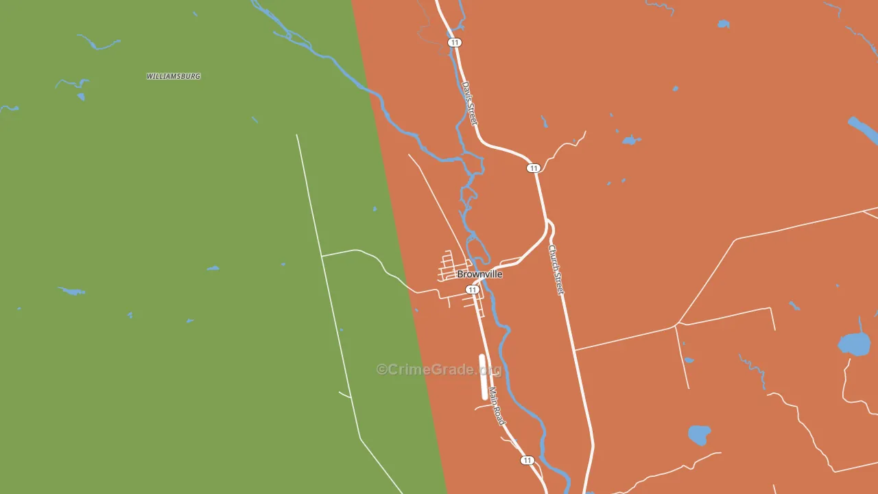 Brownville Junction, ME Map of Robbery Rates