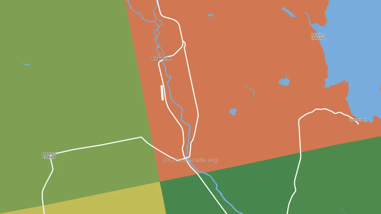 Brownville, ME Map of Robbery Rates