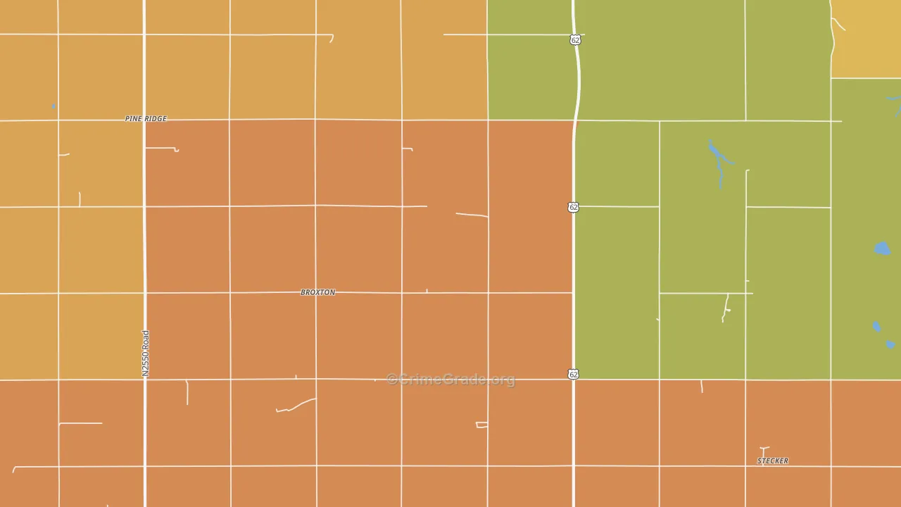 Broxton, OK Map of Robbery Rates