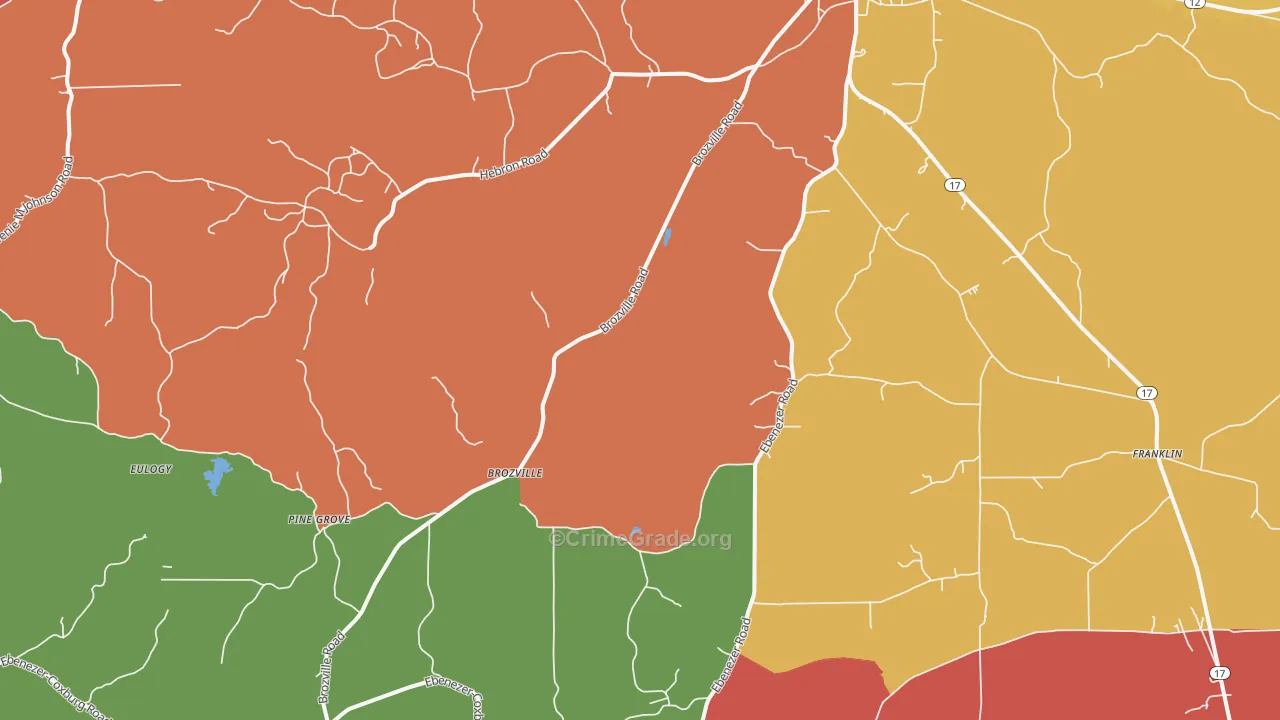Brozville, MS Map of Robbery Rates