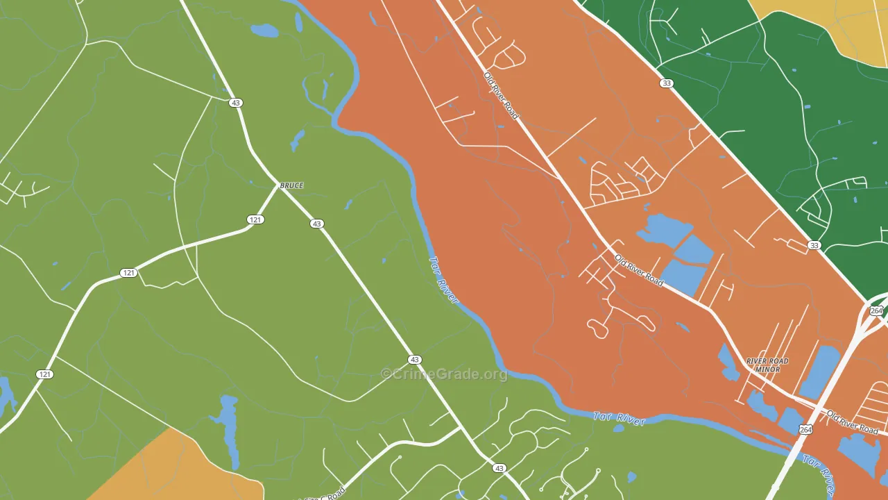 Bruce, NC Map of Robbery Rates