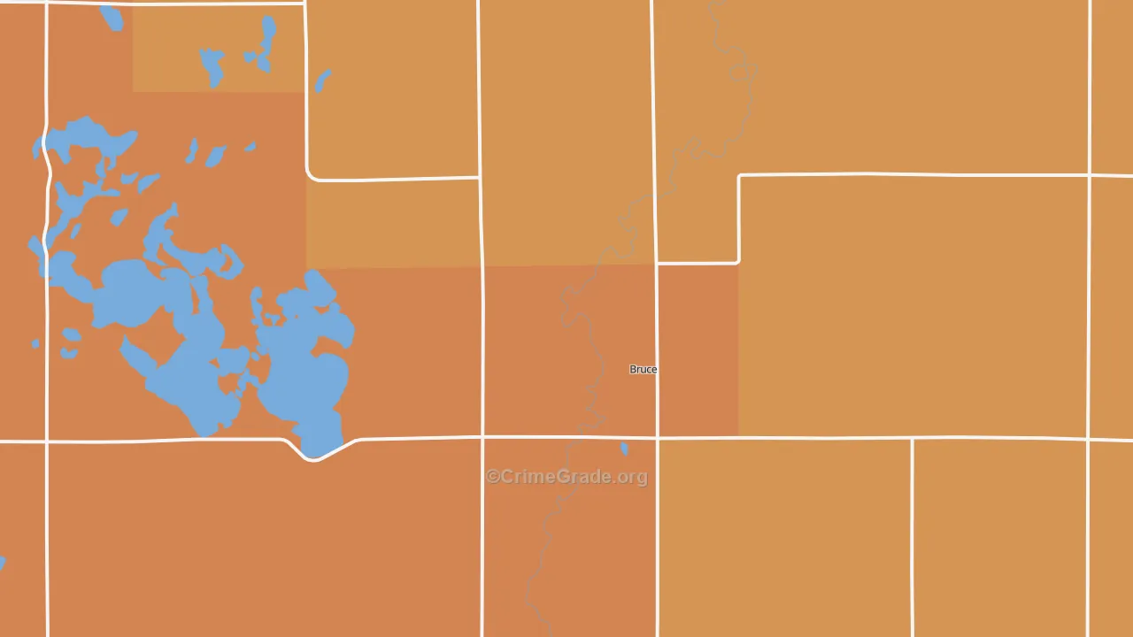 Bruce, SD Map of Robbery Rates