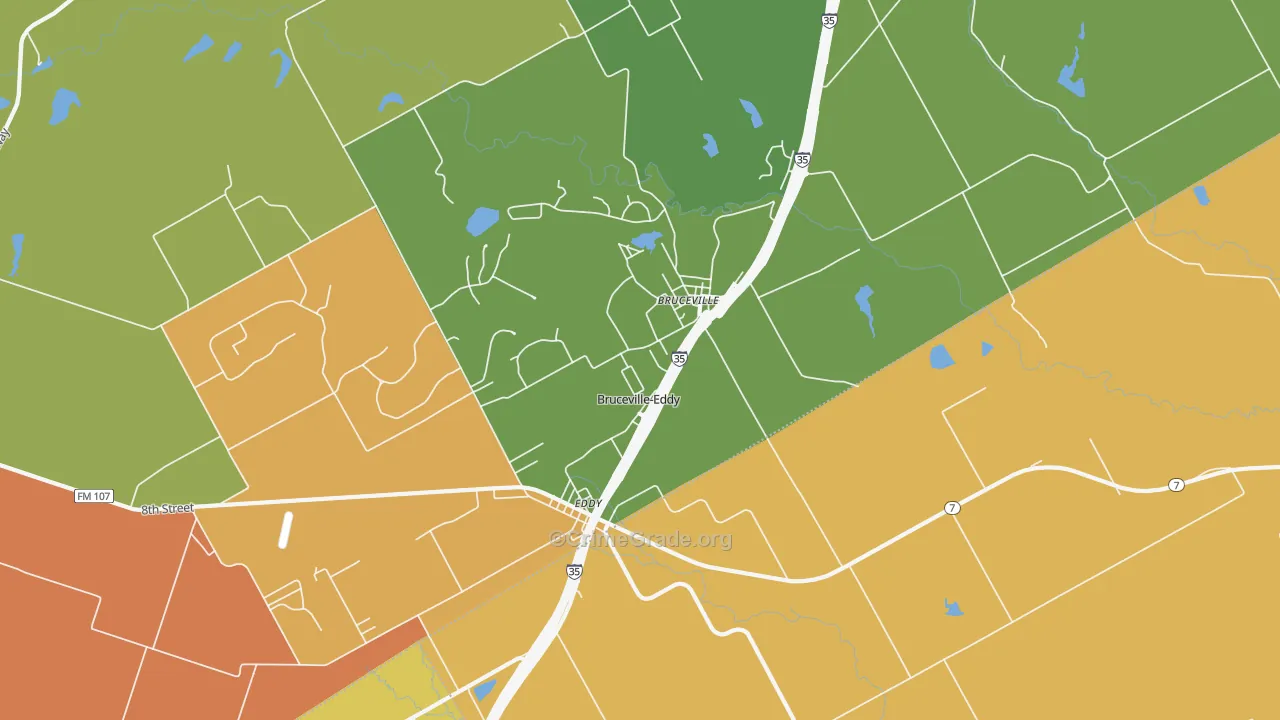 Bruceville-Eddy, TX Map of Robbery Rates
