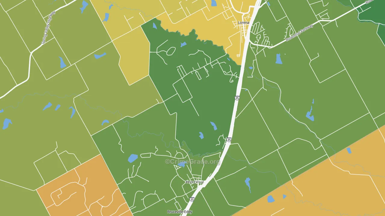 Bruceville, TX Map of Robbery Rates
