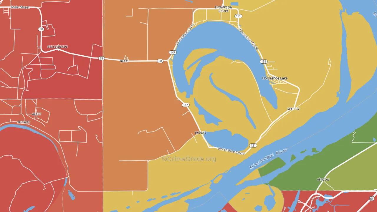 Bruins, AR Map of Robbery Rates