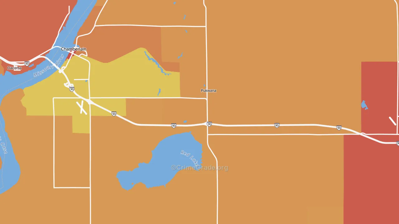 Brule County, SD Map of Robbery Rates