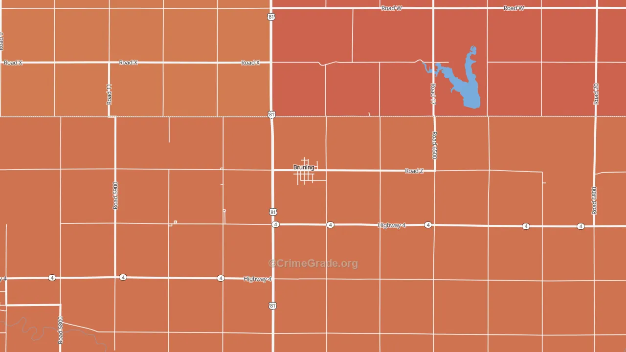 Bruning, NE Map of Robbery Rates