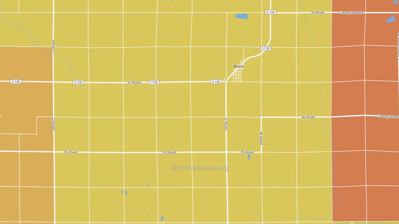Bruno, NE Map of Robbery Rates
