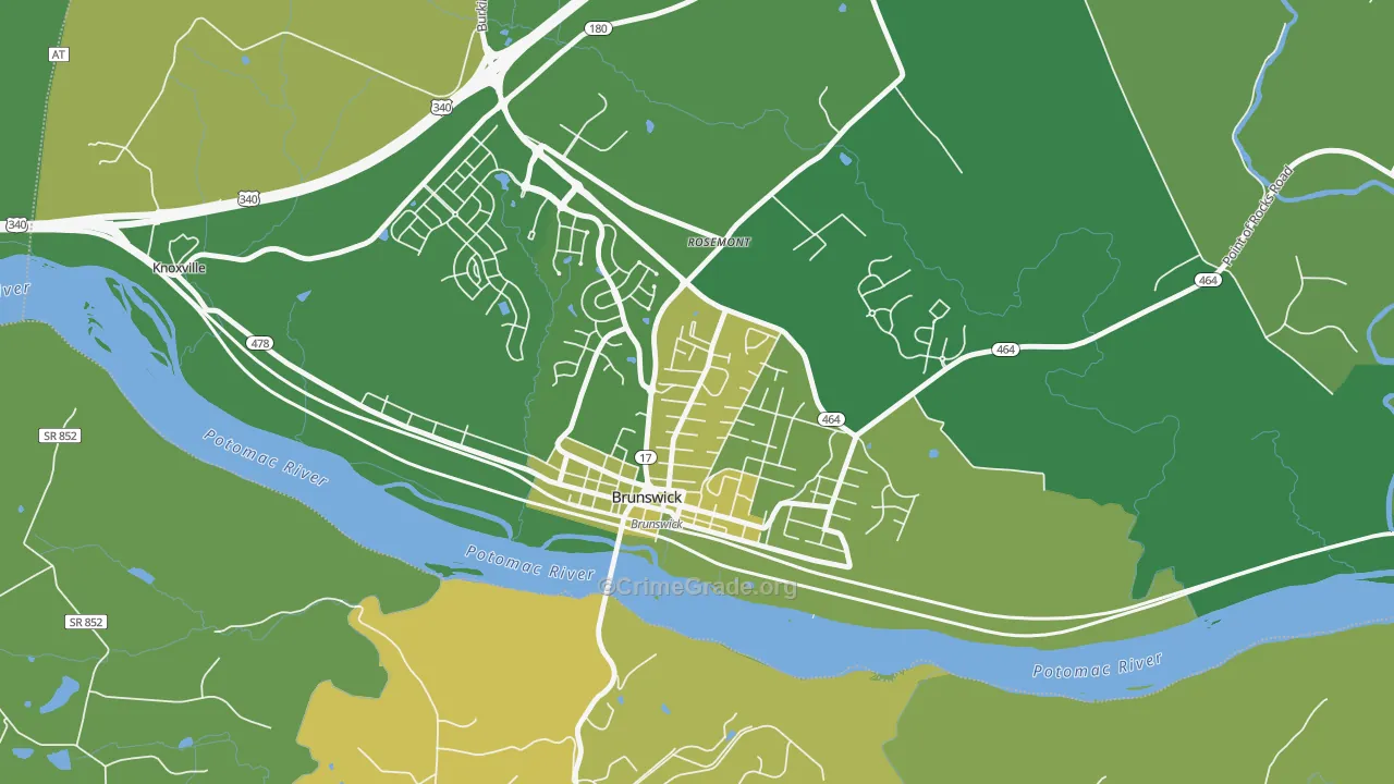 Brunswick, MD Map of Robbery Rates