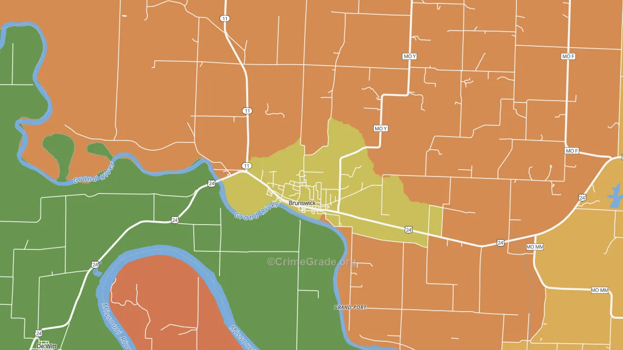 Brunswick, MO Map of Robbery Rates