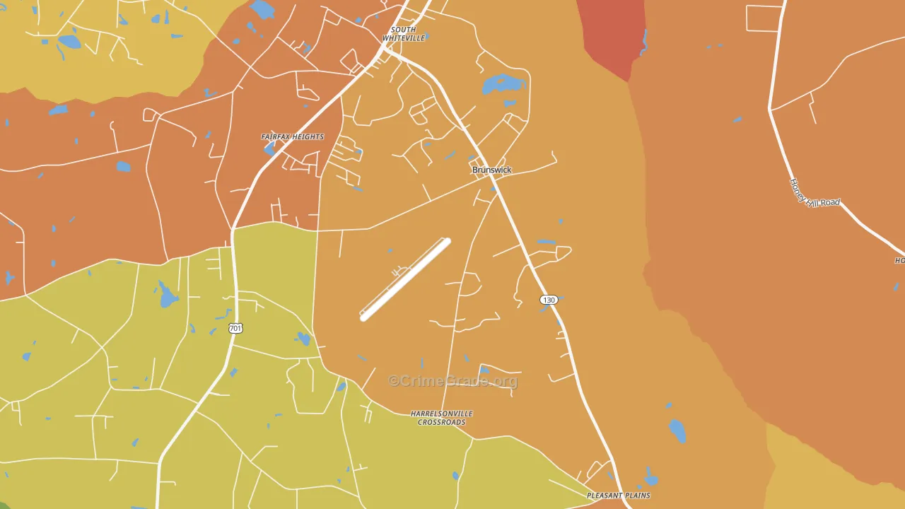 Brunswick, NC Map of Robbery Rates