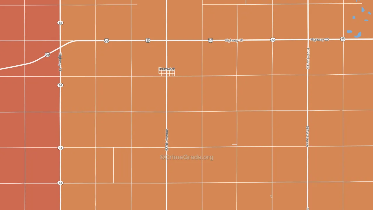 Brunswick, NE Map of Robbery Rates