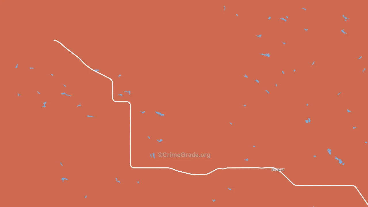 Brusett, MT Map of Robbery Rates