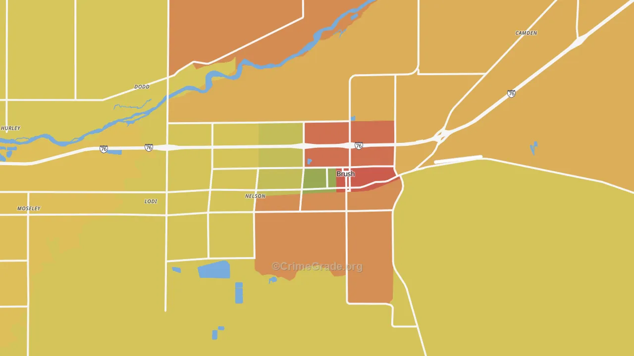 Brush, CO Map of Robbery Rates