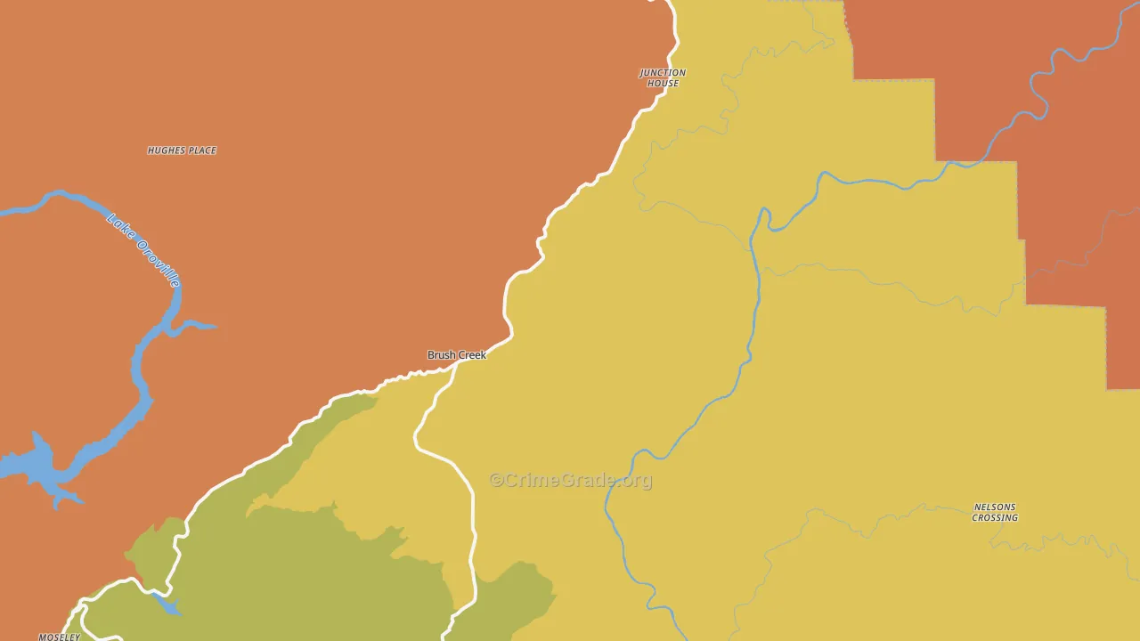 Brush Creek, CA Map of Robbery Rates