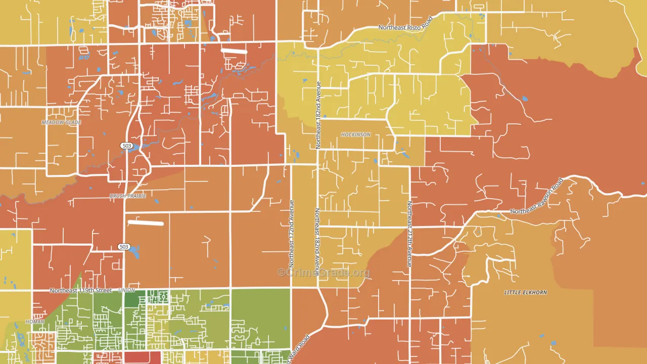 Brush Prairie, WA Map of Robbery Rates